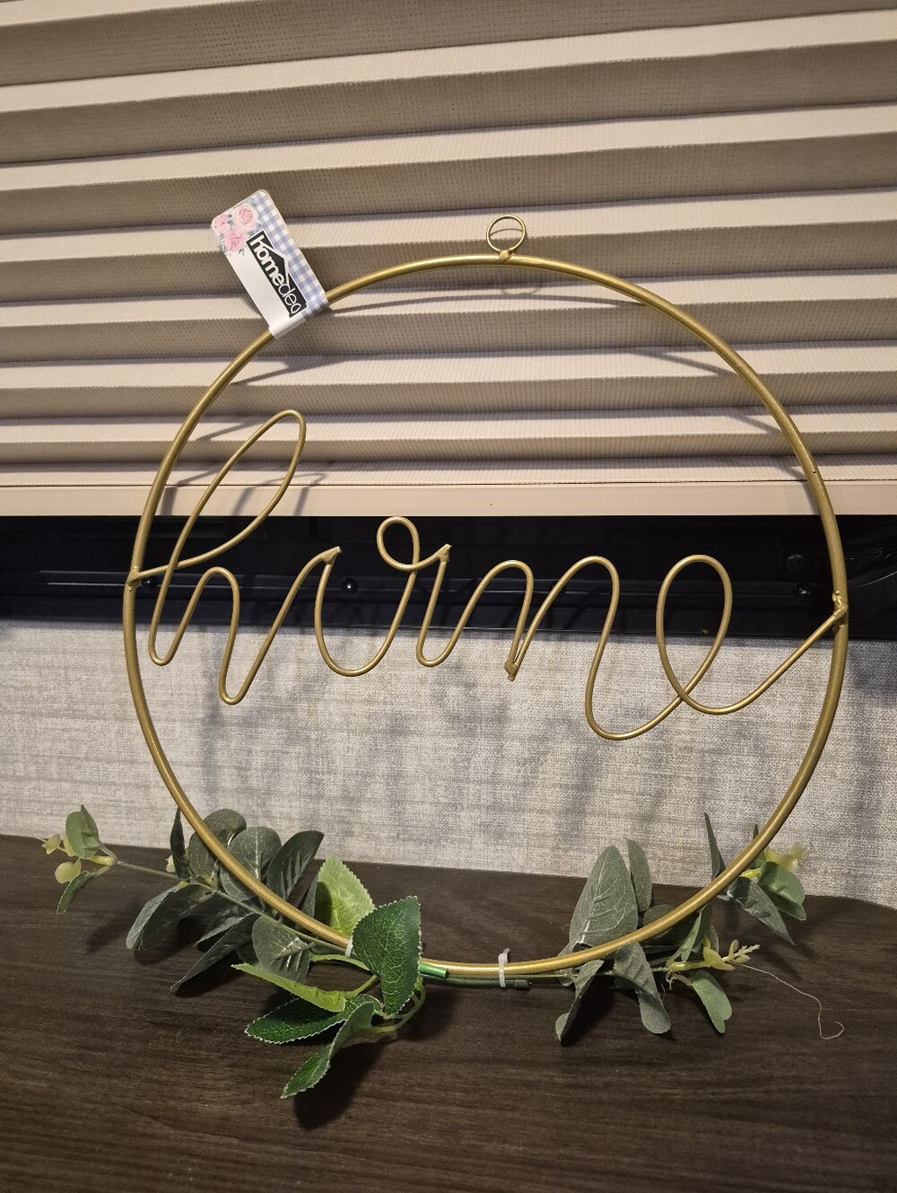 Gold 'Home' Wire Hoop Wall Decor